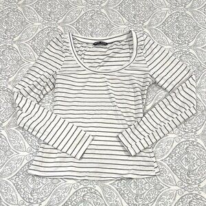 SHEIN White Gray Sleeve Top